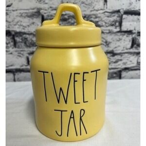 Rae Dunn TWEET JAR‎ Yellow Canister NEW 7 1/2" Very Nice!!!